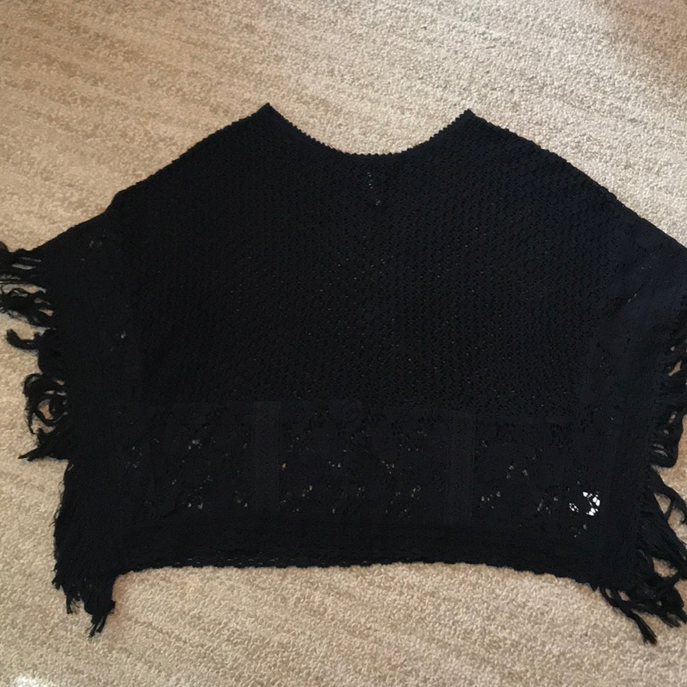 NWOT black knit poncho top